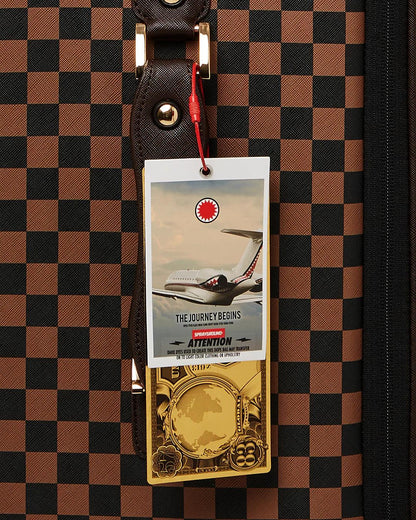Sprayground Classic | EXTERIOR GOLD ZIP POCKET SHARKS IN PARIS JETSETTER CARRY-ON LUGGAGE
