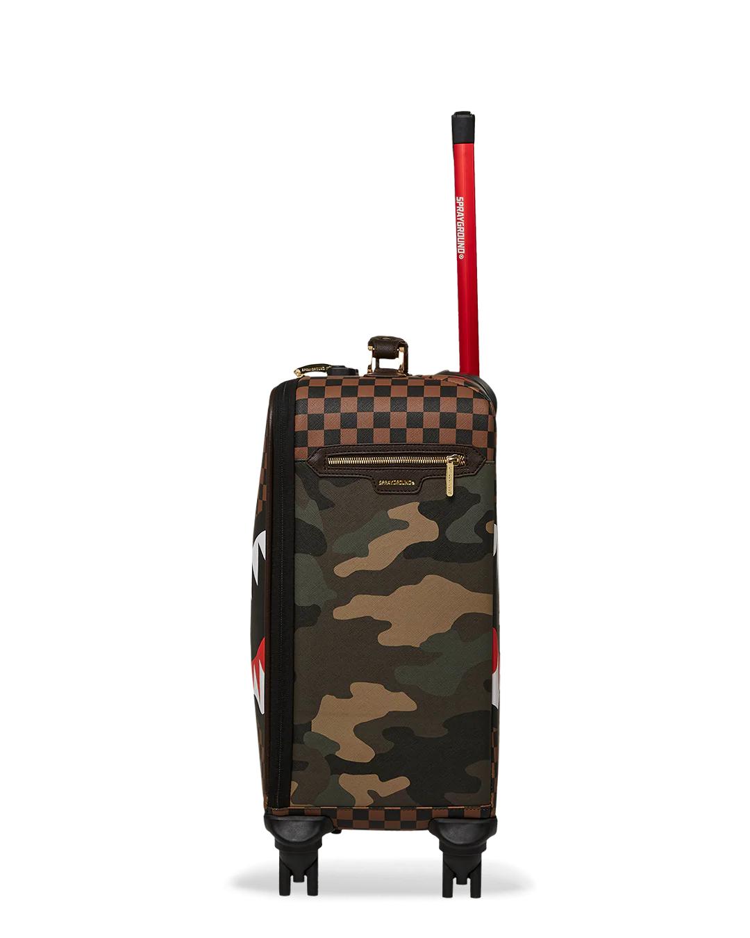Sprayground Classic | EXTERIOR GOLD ZIP POCKET SHARKS IN PARIS JETSETTER CARRY-ON LUGGAGE