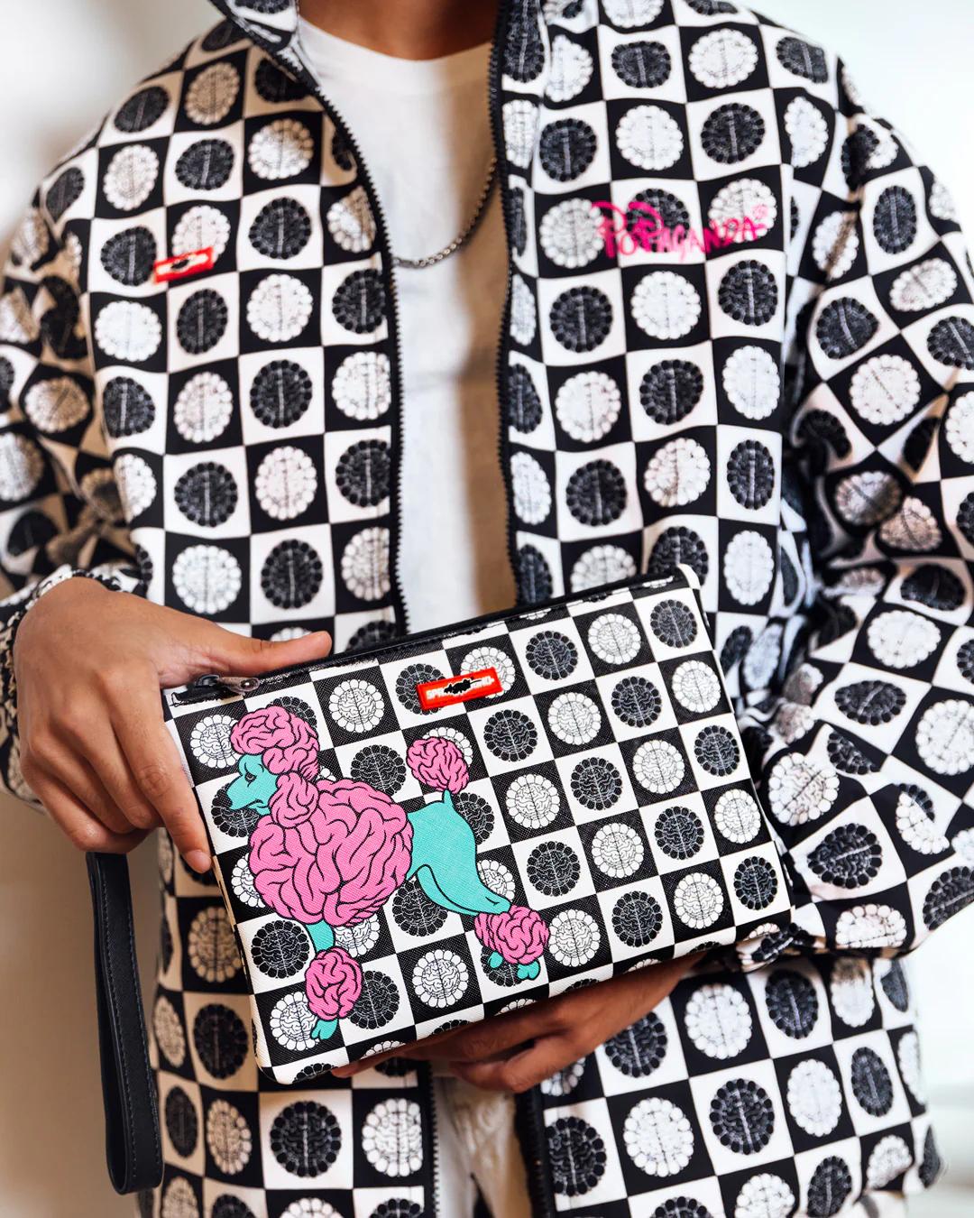 Sprayground New | POODLE CHECK RON ENGLISH COLLAB POUCHETTE