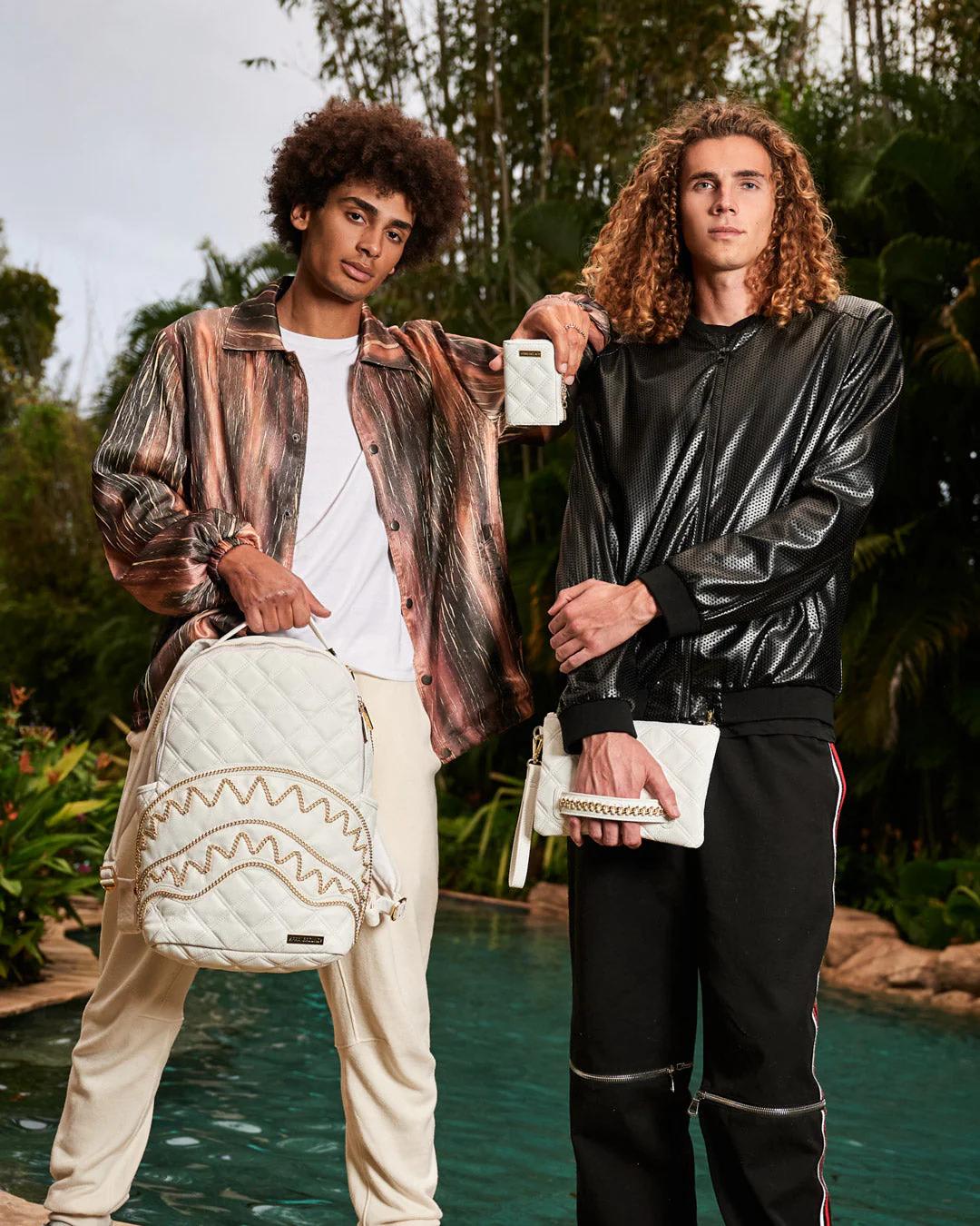 Sprayground Signature | RIVIERA LE BLANC GOLD CHAIN SHARK CROSSOVER CLUTCH
