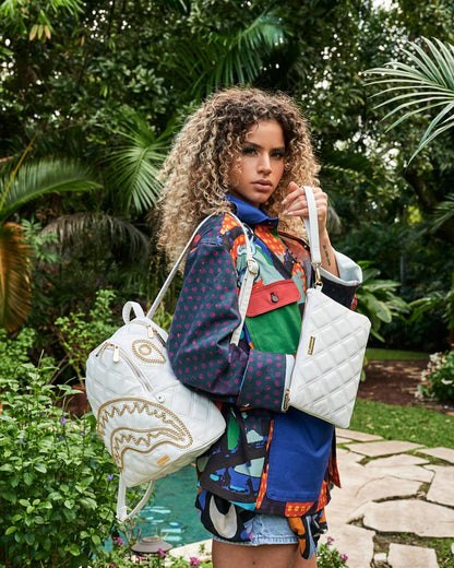 Sprayground Signature | RIVIERA LE BLANC GOLD CHAIN SHARK CROSSOVER CLUTCH