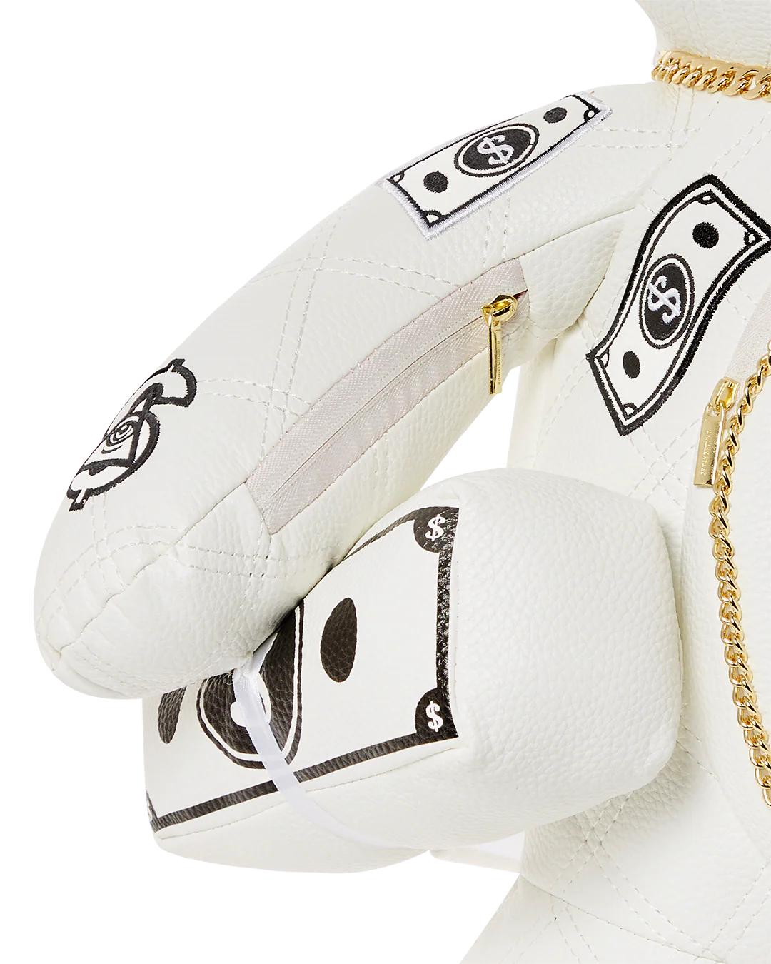 Sprayground Recommended | RIVIERA LE BLANC GOLD CHAIN MONEYBEAR TEDDYBEAR BACKPACK