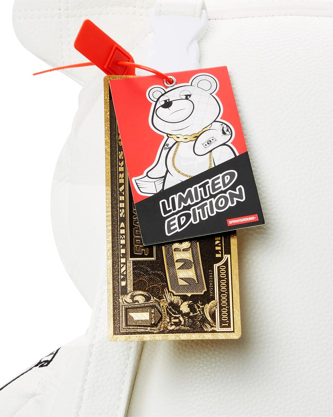 Sprayground Recommended | RIVIERA LE BLANC GOLD CHAIN MONEYBEAR TEDDYBEAR BACKPACK