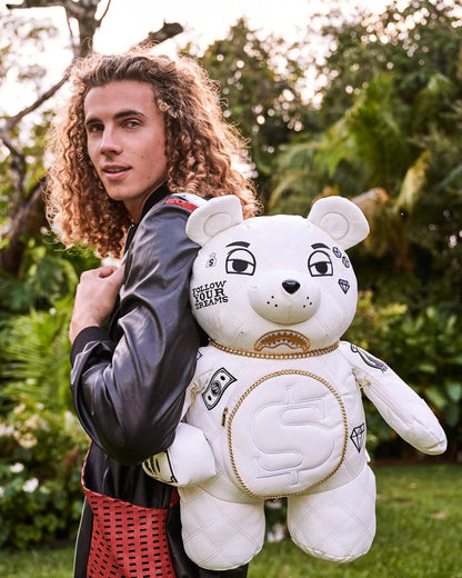 Sprayground Recommended | RIVIERA LE BLANC GOLD CHAIN MONEYBEAR TEDDYBEAR BACKPACK