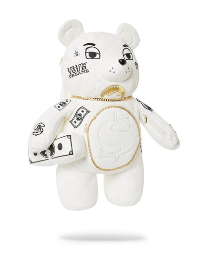 Sprayground Recommended | RIVIERA LE BLANC GOLD CHAIN MONEYBEAR TEDDYBEAR BACKPACK
