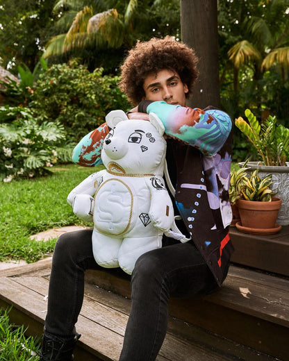 Sprayground Recommended | RIVIERA LE BLANC GOLD CHAIN MONEYBEAR TEDDYBEAR BACKPACK