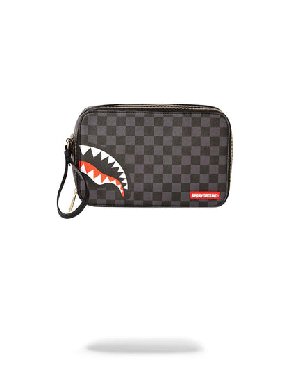 Sprayground Popular | SHARKS IN PARIS (BLACK CHECKERED EDITION) TOILETRY AKA MONEY BAGS