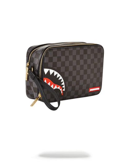 Sprayground Popular | SHARKS IN PARIS (BLACK CHECKERED EDITION) TOILETRY AKA MONEY BAGS