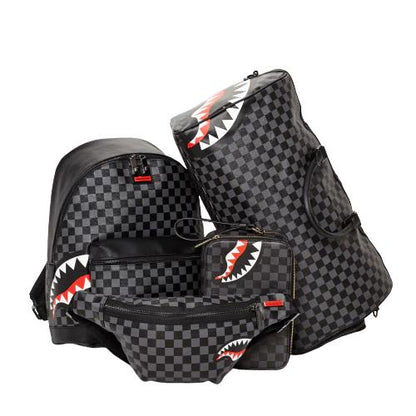 Sprayground Popular | SHARKS IN PARIS (BLACK CHECKERED EDITION) TOILETRY AKA MONEY BAGS