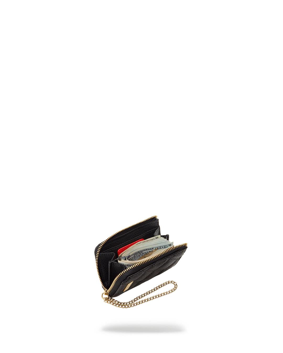 Sprayground Recommended | NOIR QUILT GOLD CHAIN SHARK WALLET