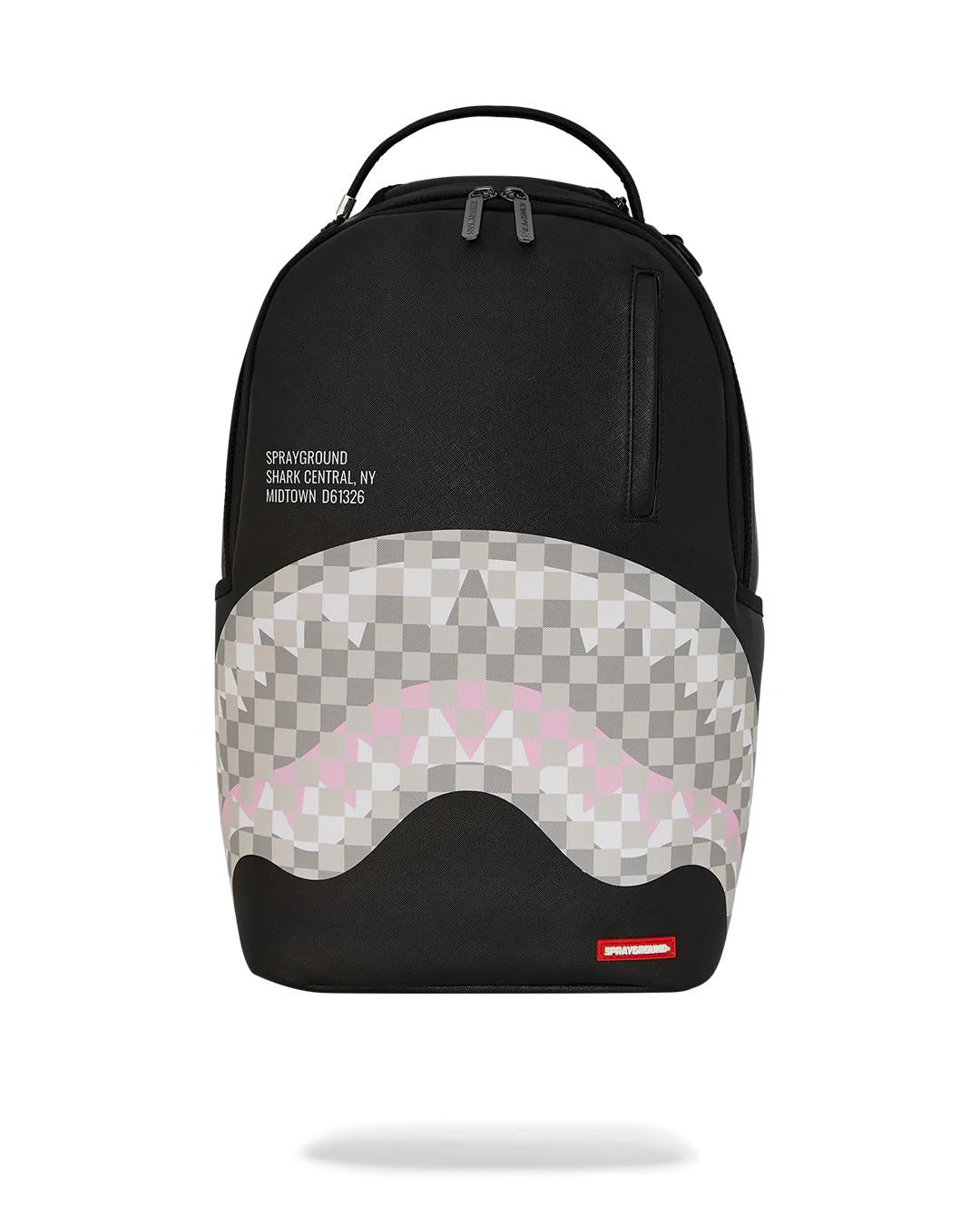 Sprayground Exclusive | SHARK CENTRAL CREAM BLACK CHECK BACKPACK