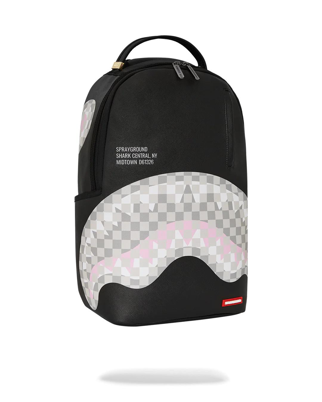 Sprayground Exclusive | SHARK CENTRAL CREAM BLACK CHECK BACKPACK
