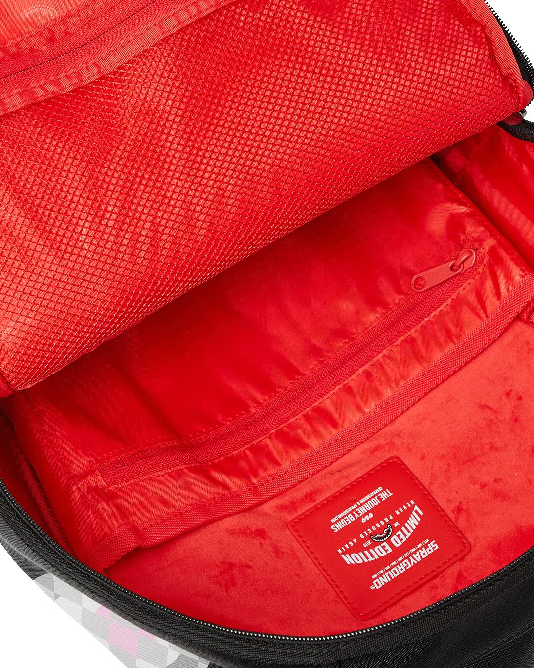 Sprayground Exclusive | SHARK CENTRAL CREAM BLACK CHECK BACKPACK