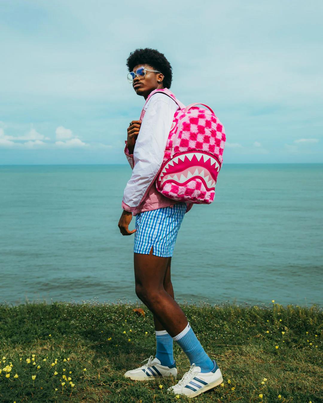 Sprayground Exclusive | FURZILLA SHARK (PINK CHECK) BACKPACK