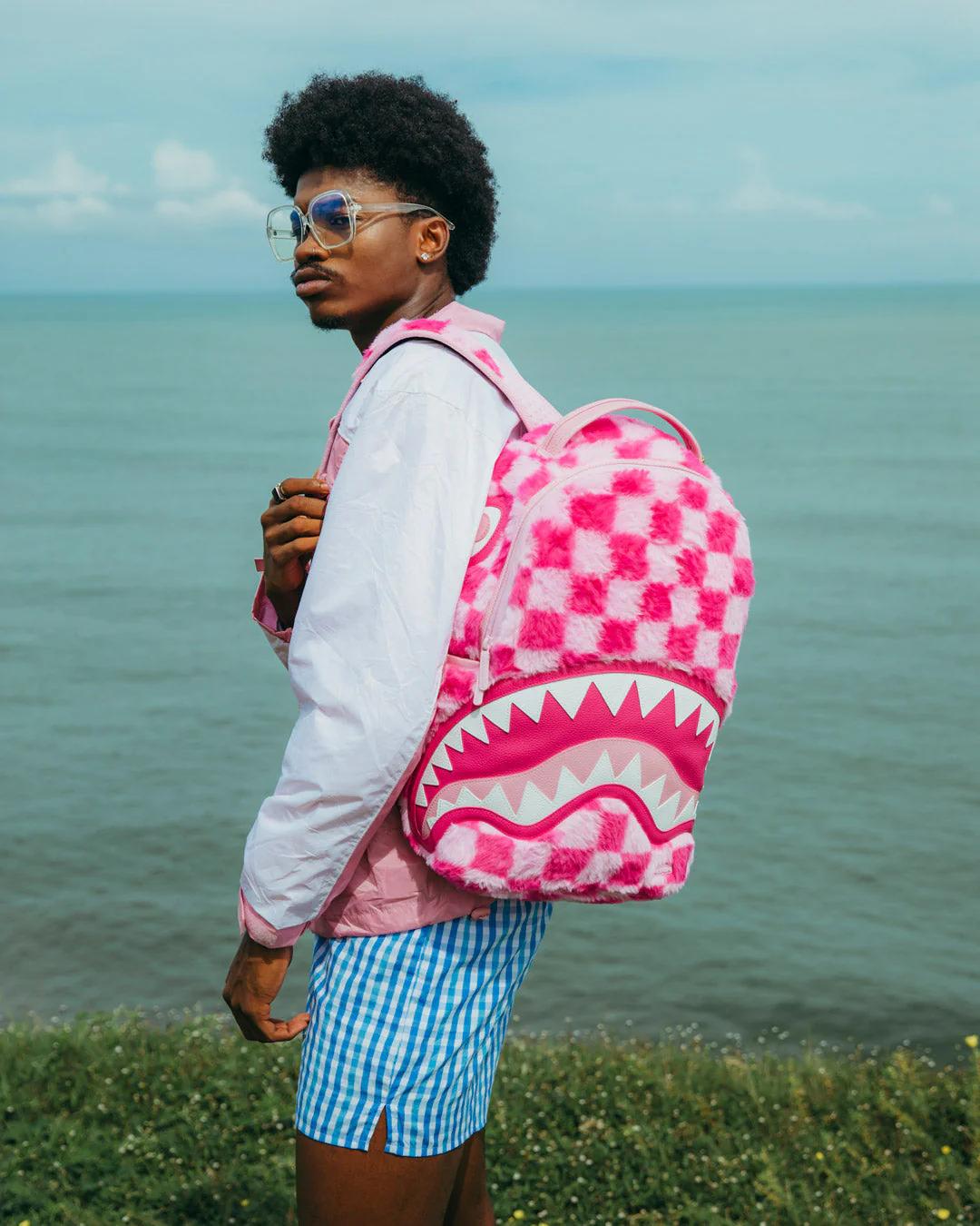 Sprayground Exclusive | FURZILLA SHARK (PINK CHECK) BACKPACK