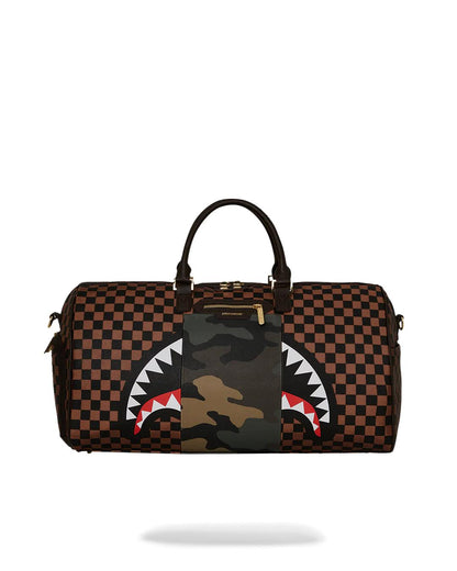 Sprayground Premium | EXTERIOR GOLD ZIP POCKET SHARKS IN PARIS DUFFLE