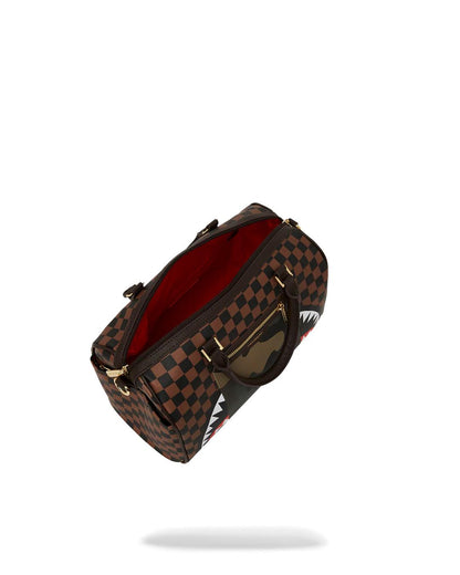 Sprayground New | EXTERIOR GOLD ZIP POCKET SHARKS IN PARIS MINI DUFFLE