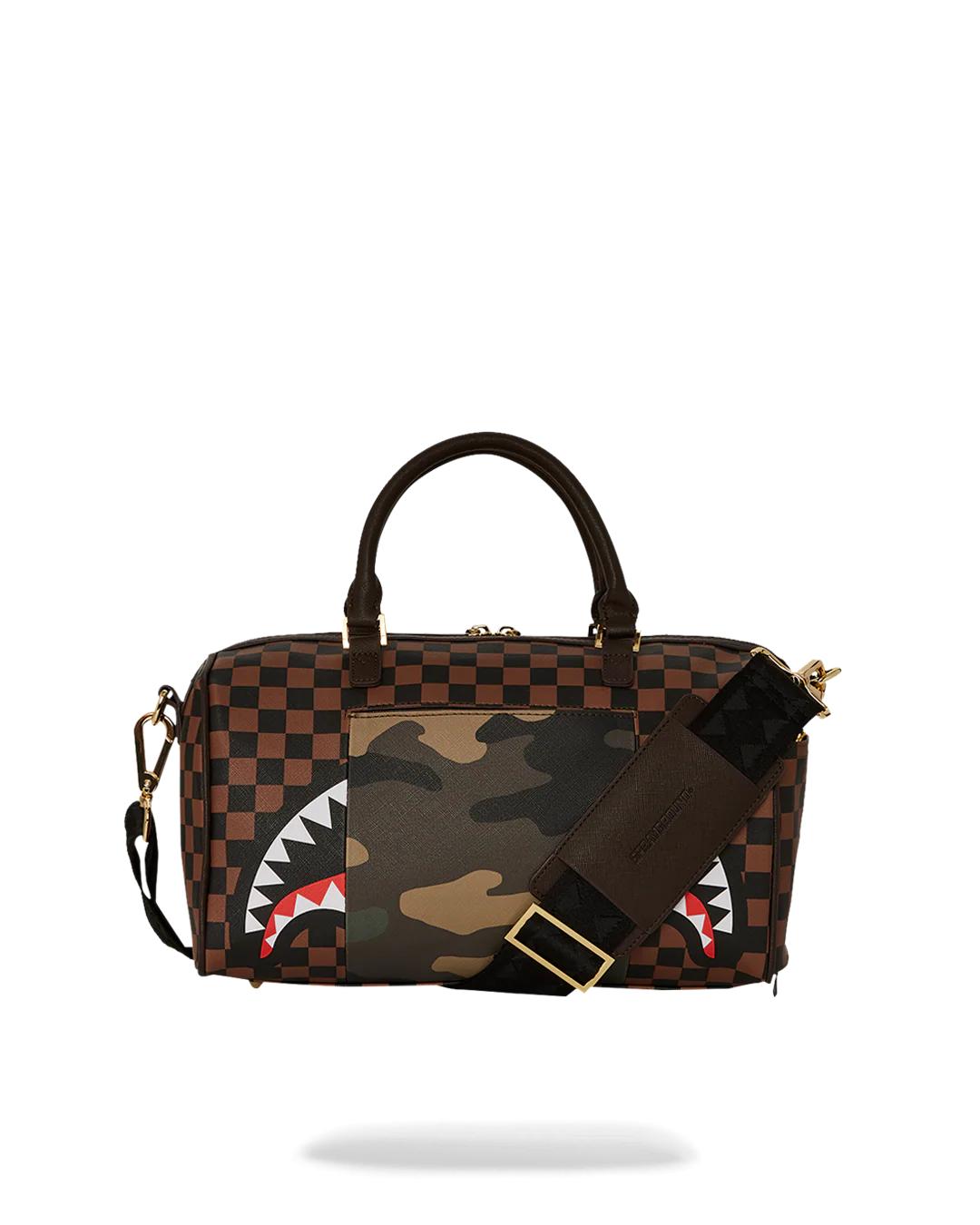 Sprayground New | EXTERIOR GOLD ZIP POCKET SHARKS IN PARIS MINI DUFFLE