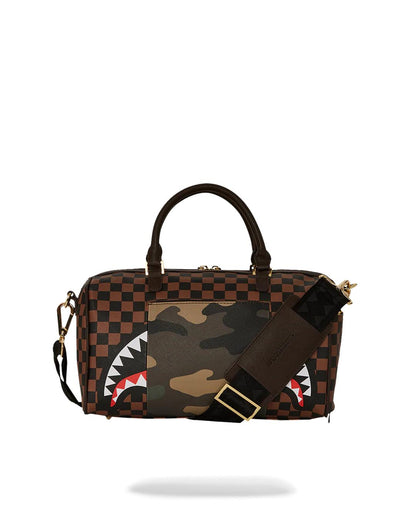 Sprayground New | EXTERIOR GOLD ZIP POCKET SHARKS IN PARIS MINI DUFFLE