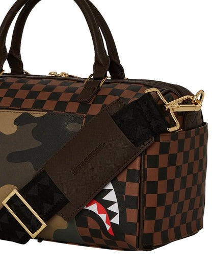 Sprayground New | EXTERIOR GOLD ZIP POCKET SHARKS IN PARIS MINI DUFFLE