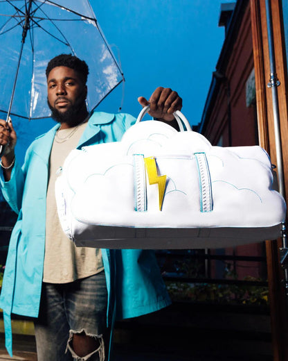 Sprayground Premium | CLOUDY WITH A CHANCE OF SHARK DUFFLE