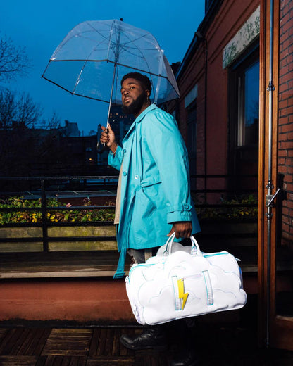 Sprayground Premium | CLOUDY WITH A CHANCE OF SHARK DUFFLE