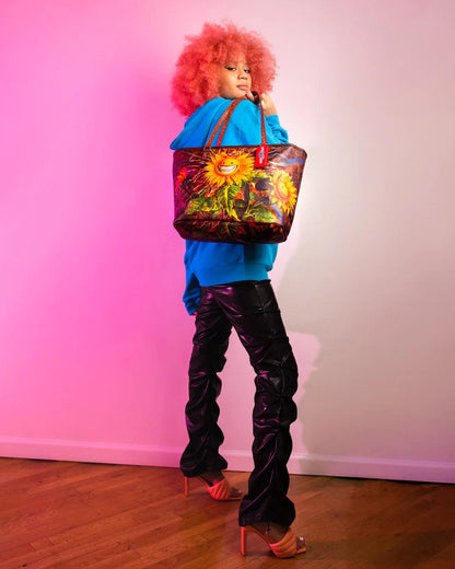 Sprayground Signature | SUNFLOWER GRIN RON ENGLISH COLLAB TOTE