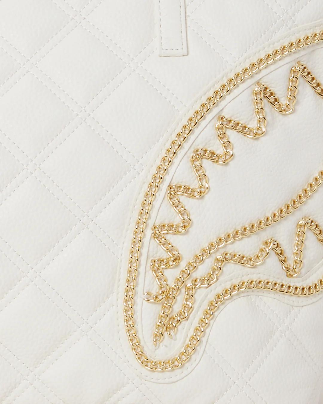 Sprayground Featured | RIVIERA LE BLANC GOLD CHAIN SHARK TOTE