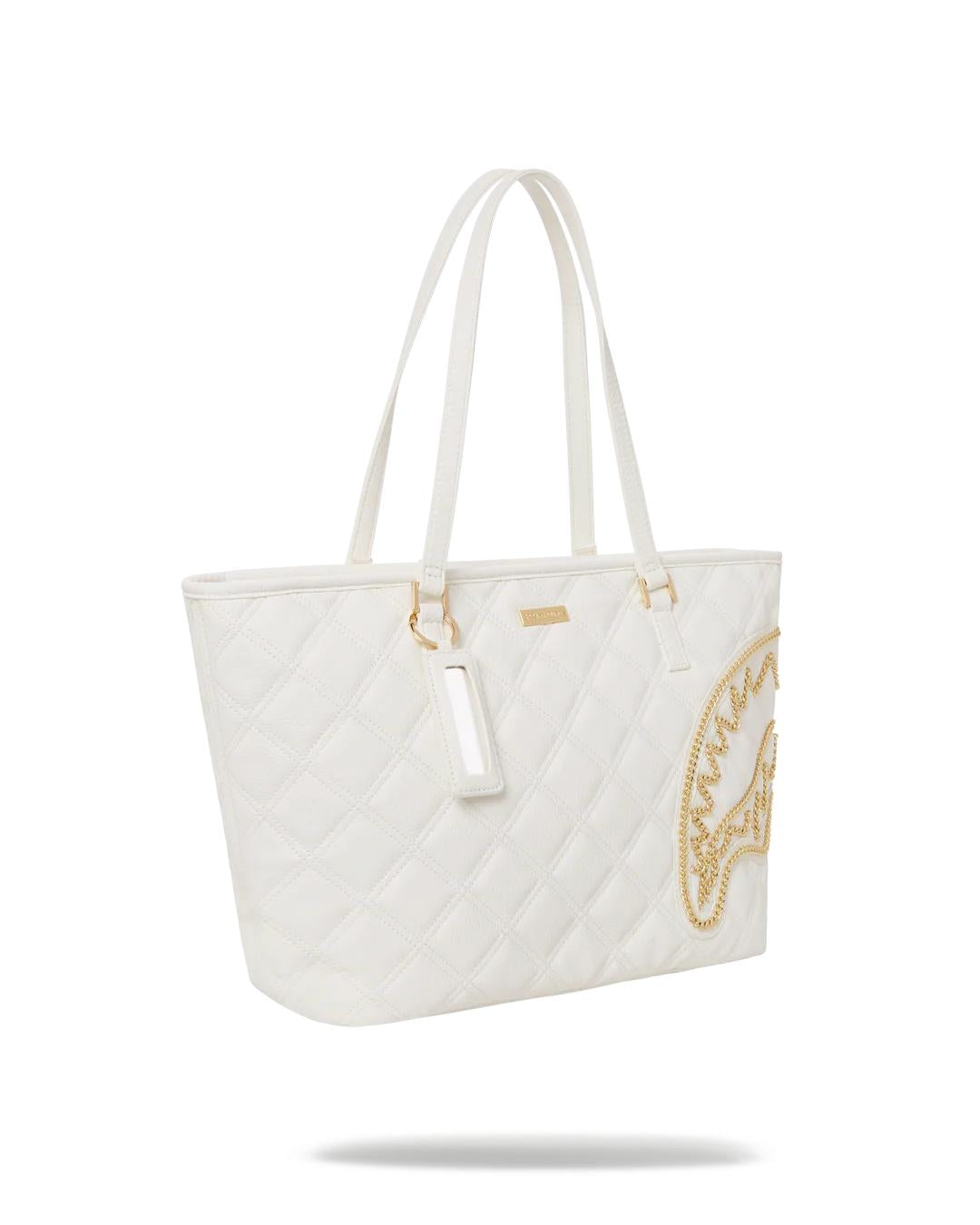 Sprayground Featured | RIVIERA LE BLANC GOLD CHAIN SHARK TOTE