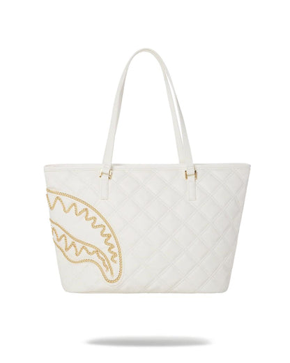 Sprayground Featured | RIVIERA LE BLANC GOLD CHAIN SHARK TOTE