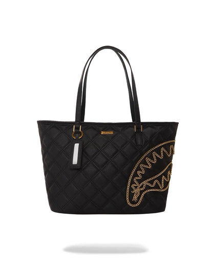 Sprayground Premium | NOIR QUILT GOLD CHAIN SHARK TOTE