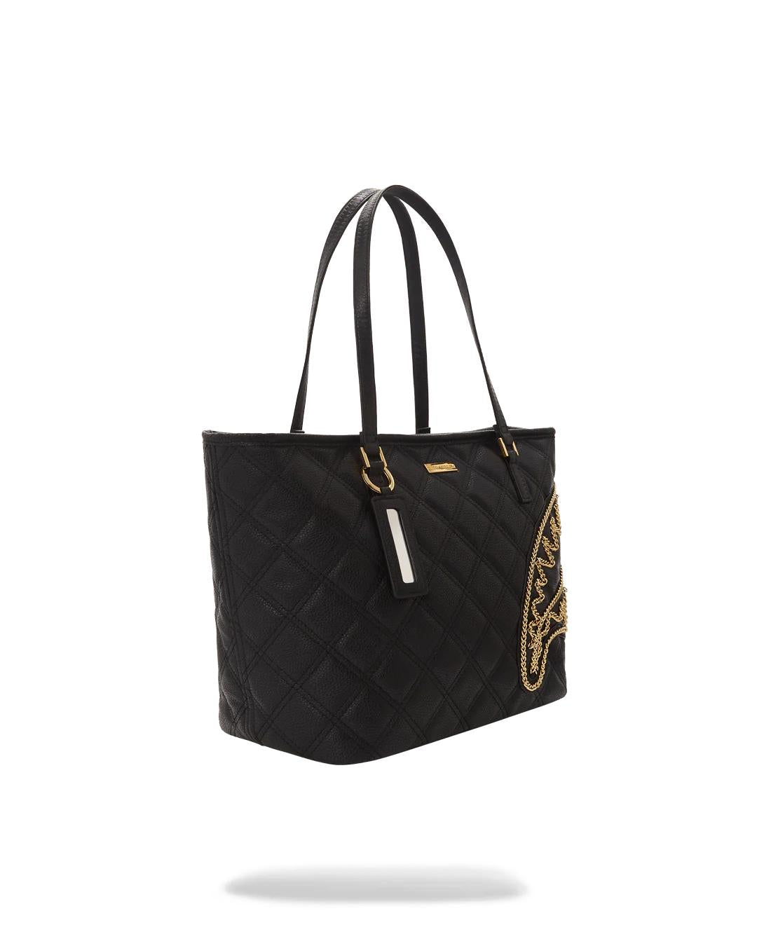 Sprayground Premium | NOIR QUILT GOLD CHAIN SHARK TOTE