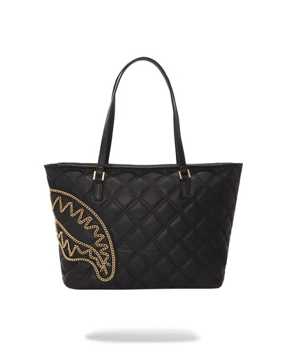 Sprayground Premium | NOIR QUILT GOLD CHAIN SHARK TOTE
