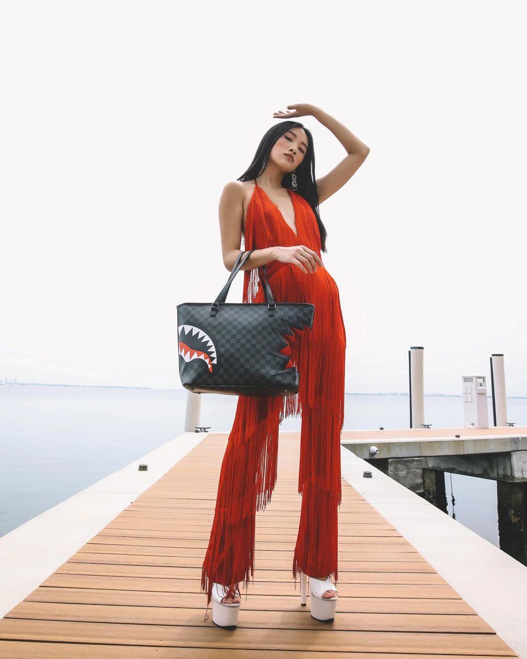 Sprayground New | SHARK BITE SHARKS IN PARIS GRAY TOTE