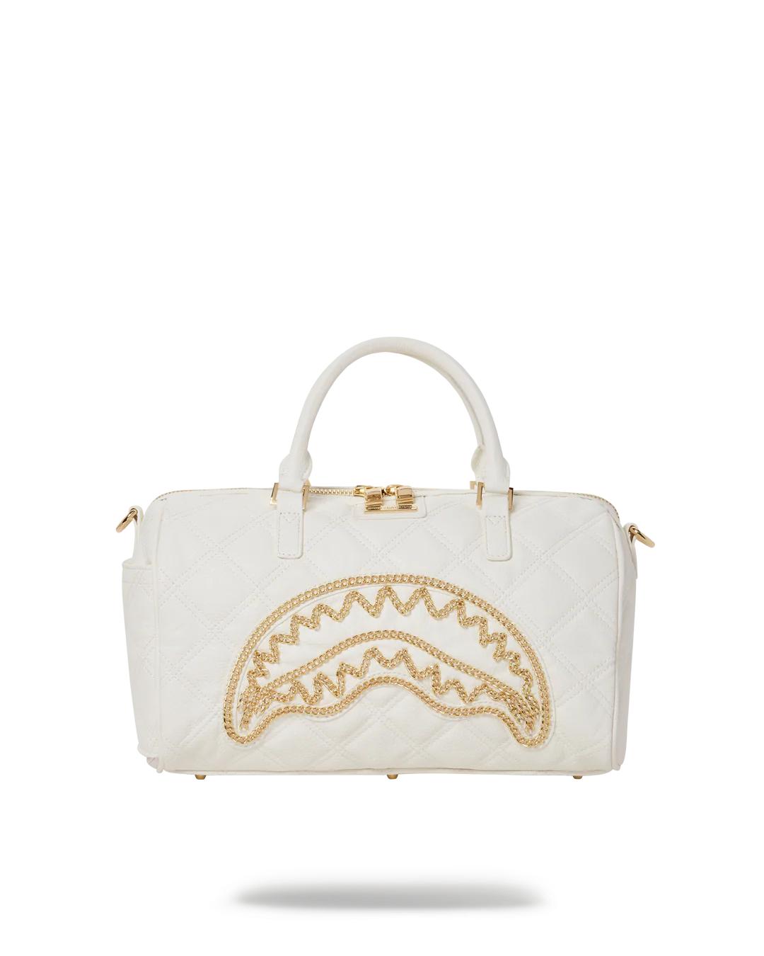 Sprayground Trending | RIVIERA LE BLANC GOLD CHAIN SHARK MINI DUFFLE