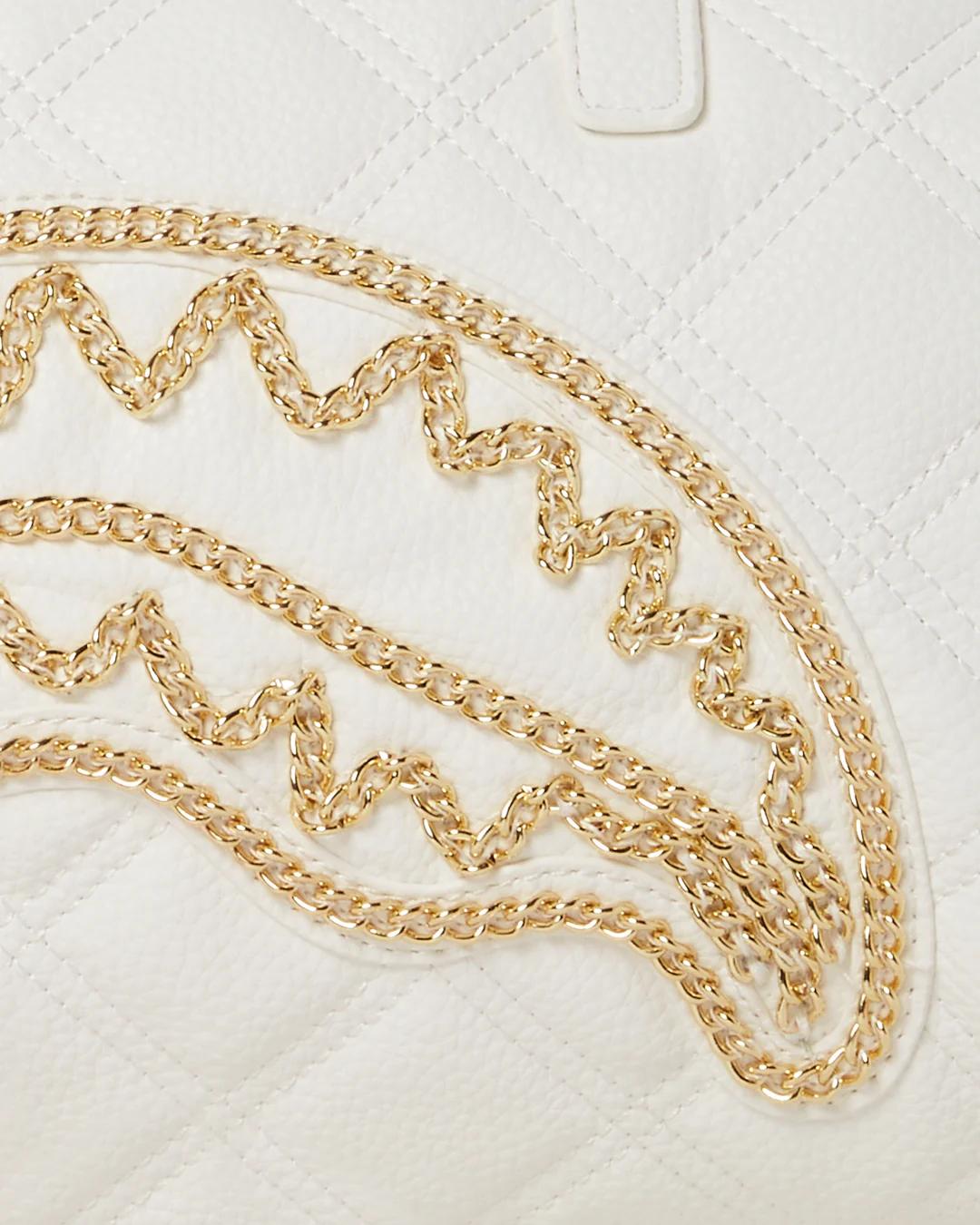 Sprayground Trending | RIVIERA LE BLANC GOLD CHAIN SHARK MINI DUFFLE