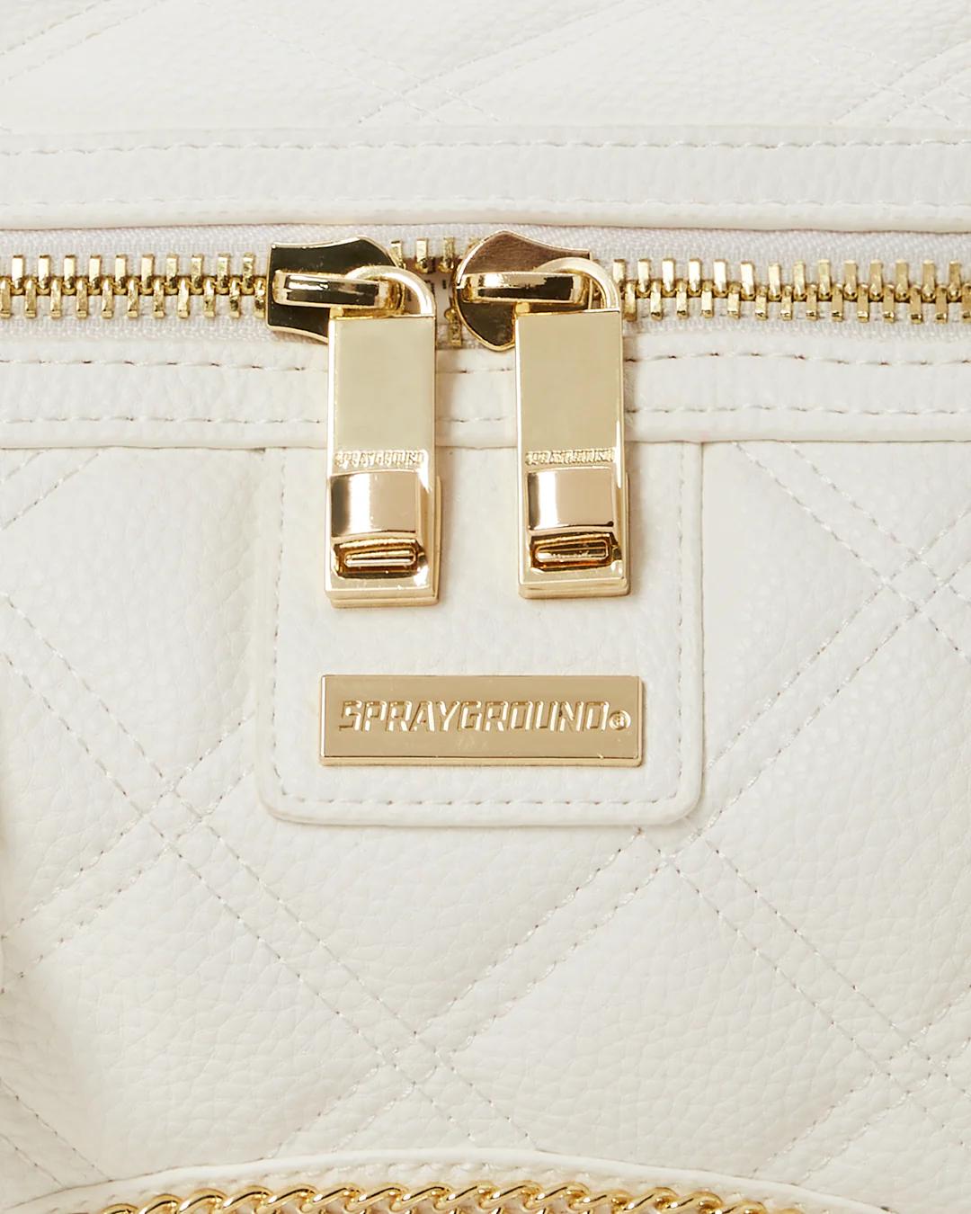 Sprayground Trending | RIVIERA LE BLANC GOLD CHAIN SHARK MINI DUFFLE
