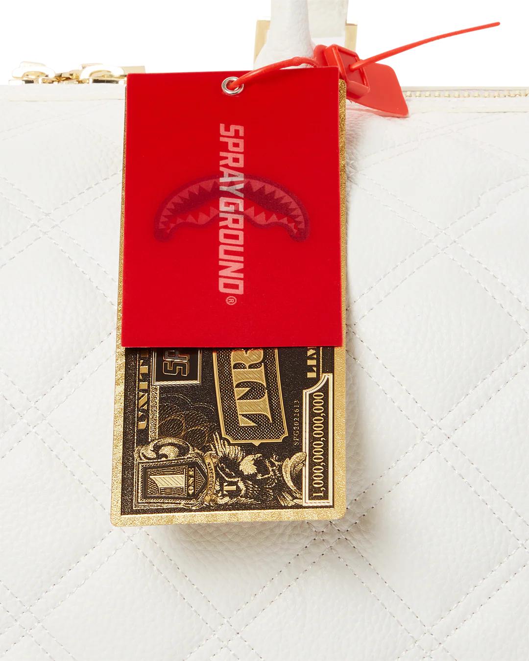 Sprayground Trending | RIVIERA LE BLANC GOLD CHAIN SHARK MINI DUFFLE