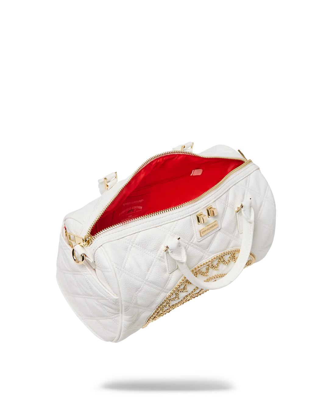 Sprayground Trending | RIVIERA LE BLANC GOLD CHAIN SHARK MINI DUFFLE