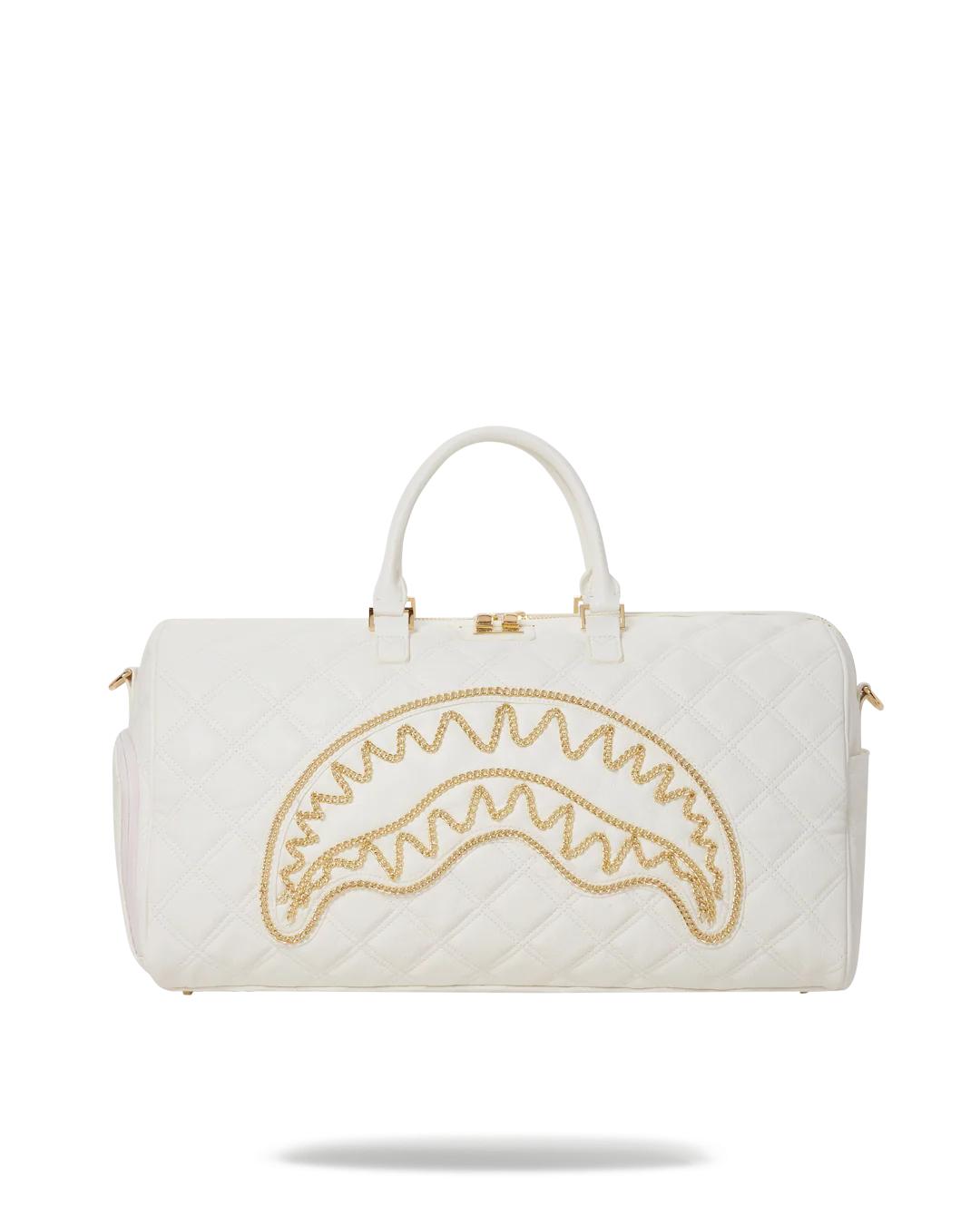 Sprayground Best Seller | RIVIERA LE BLANC GOLD CHAIN SHARK DUFFLE