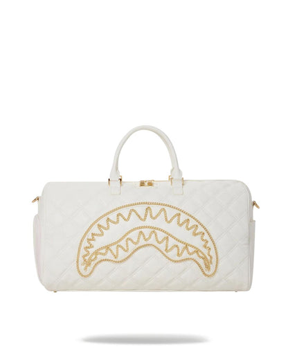 Sprayground Best Seller | RIVIERA LE BLANC GOLD CHAIN SHARK DUFFLE