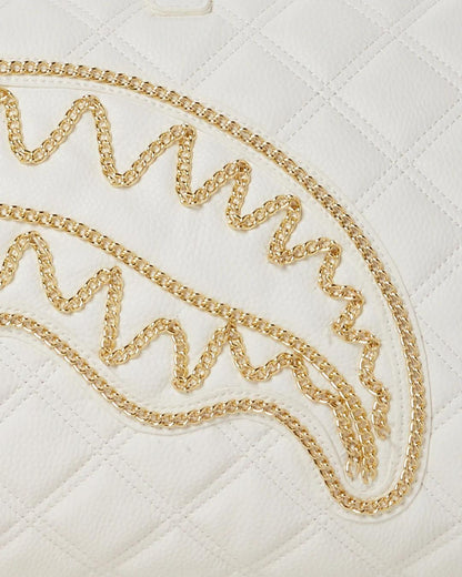Sprayground Best Seller | RIVIERA LE BLANC GOLD CHAIN SHARK DUFFLE