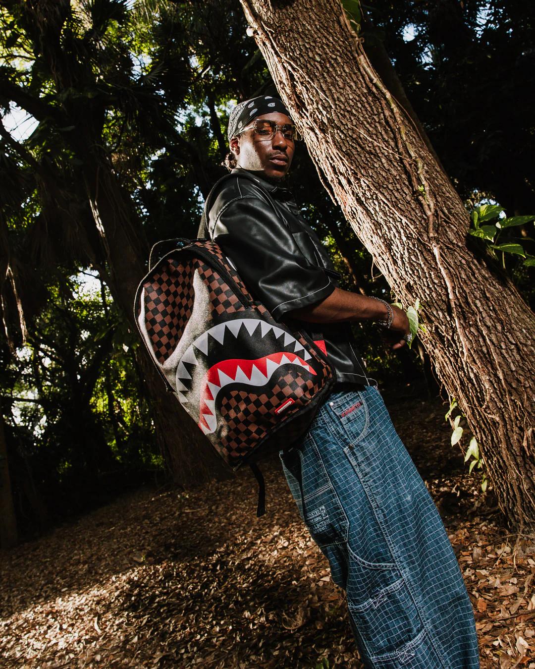 Sprayground Exclusive | NOOO WAY!!! A REVERSIBLE BACKPACK - PURPLE VELOUR TO OG SHARKS IN PARI