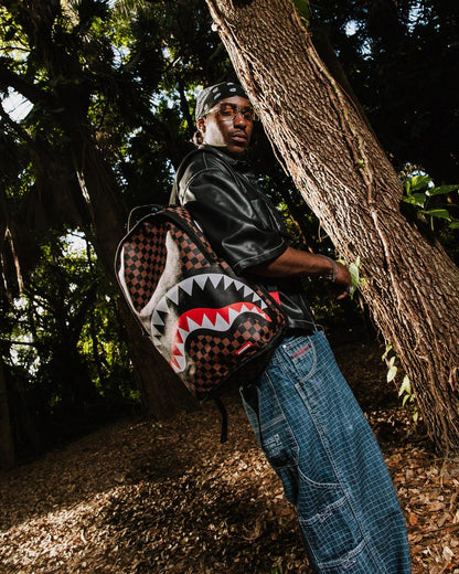 Sprayground Exclusive | NOOO WAY!!! A REVERSIBLE BACKPACK - PURPLE VELOUR TO OG SHARKS IN PARI