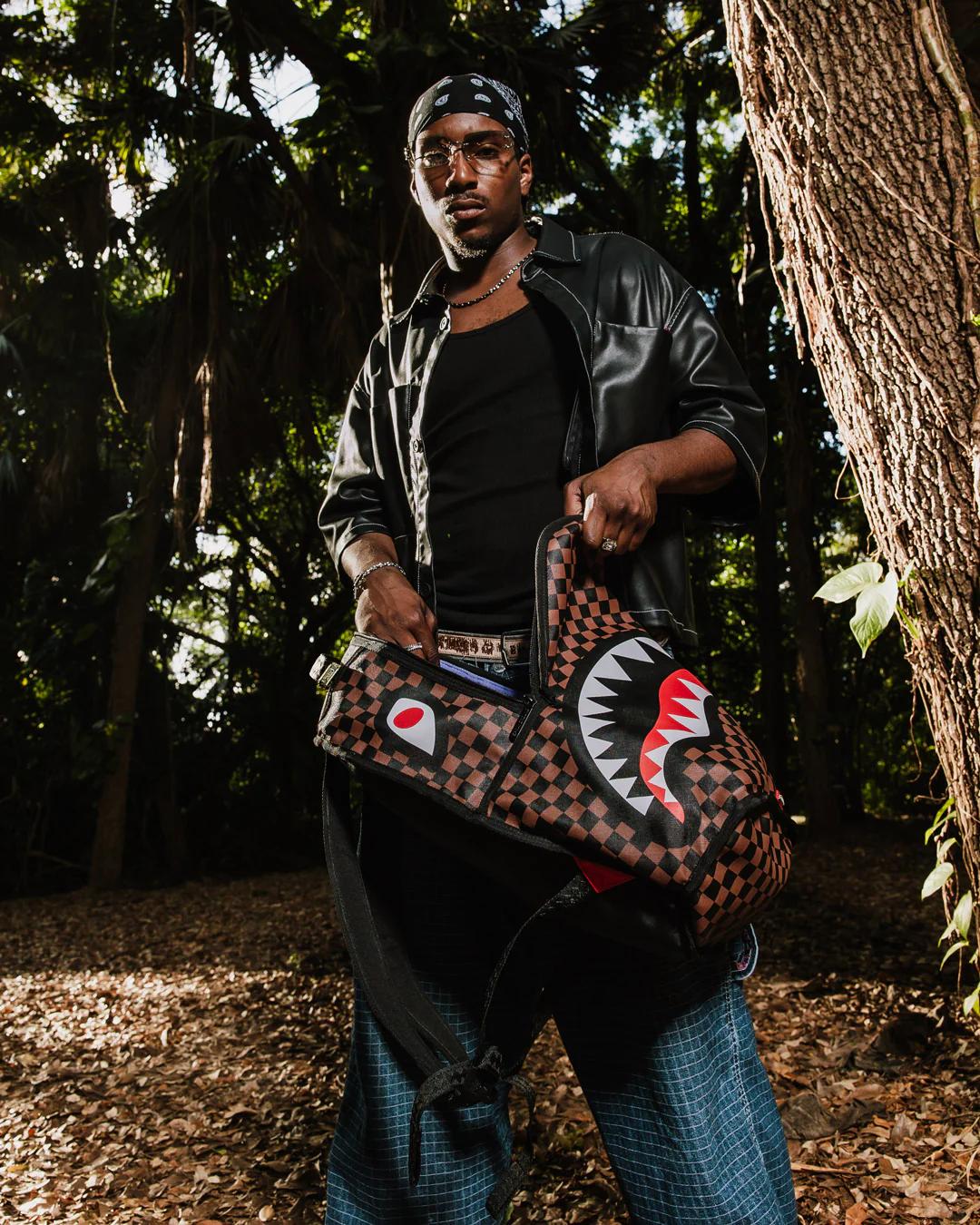 Sprayground Exclusive | NOOO WAY!!! A REVERSIBLE BACKPACK - PURPLE VELOUR TO OG SHARKS IN PARI