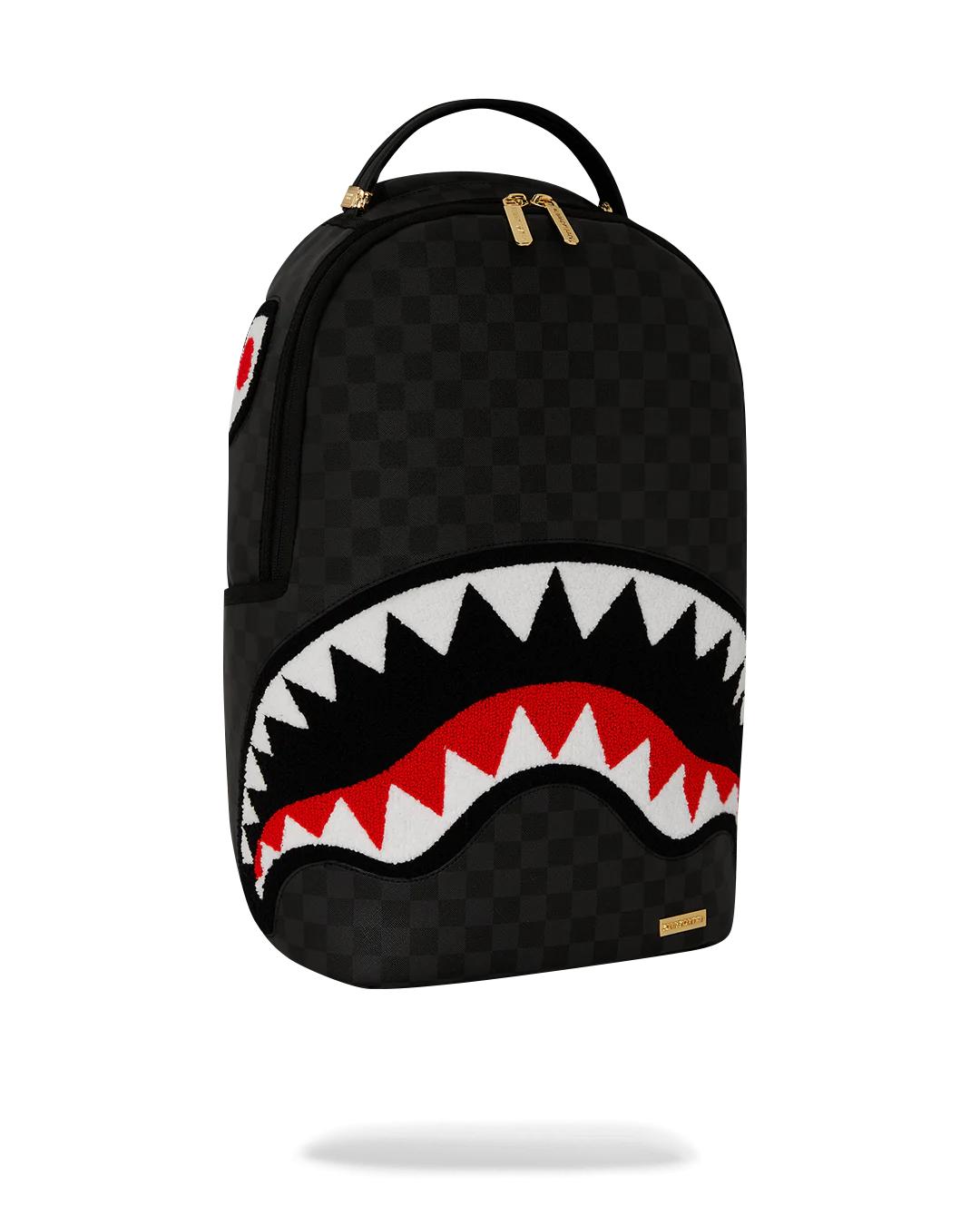 Sprayground Exclusive | LIGHTS OUT SHARKS IN PARIS CHENILLE SHARK BACKPACK
