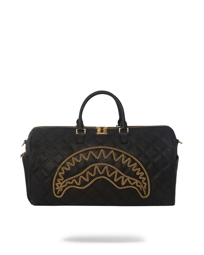 Sprayground Featured | NOIR QUILT GOLD CHAIN SHARK DUFFLE