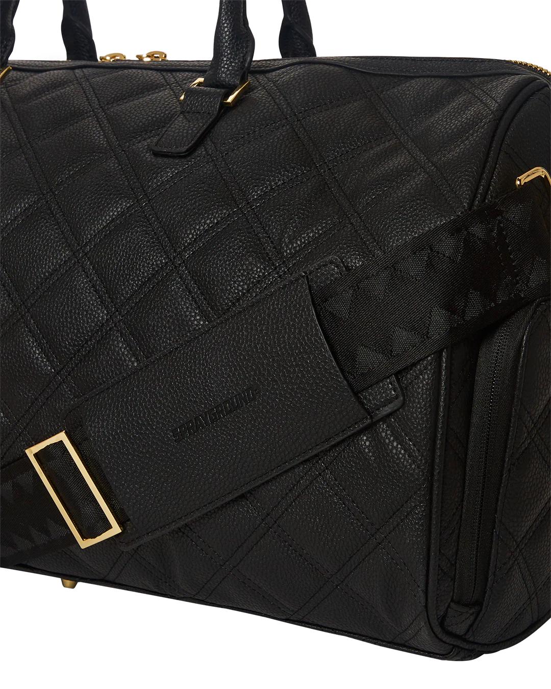 Sprayground Featured | NOIR QUILT GOLD CHAIN SHARK DUFFLE