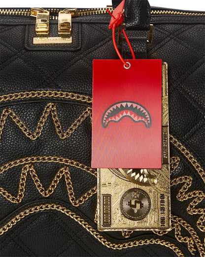 Sprayground Featured | NOIR QUILT GOLD CHAIN SHARK DUFFLE