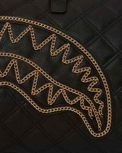 Sprayground Featured | NOIR QUILT GOLD CHAIN SHARK DUFFLE
